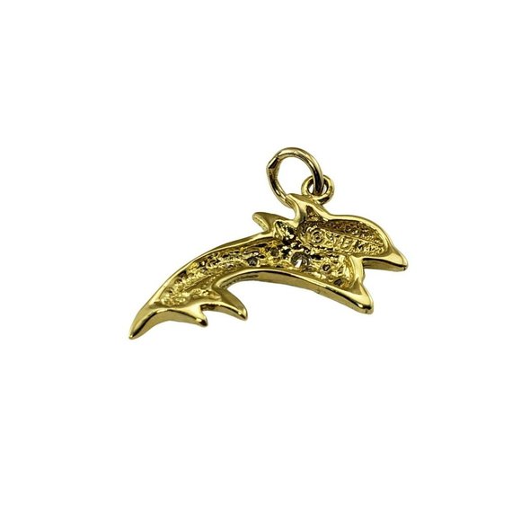 Vintage 18 Karat Yellow Gold and Diamond Dolphin Charm #11070 - Picture 5 of 8